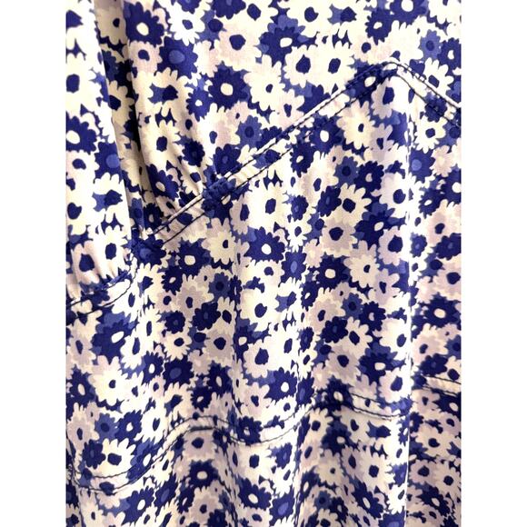 Michael Kors 3X Plus Blue White Mini Floral Scoop Neck Stretchy Flowy Dress - Picture 5 of 11